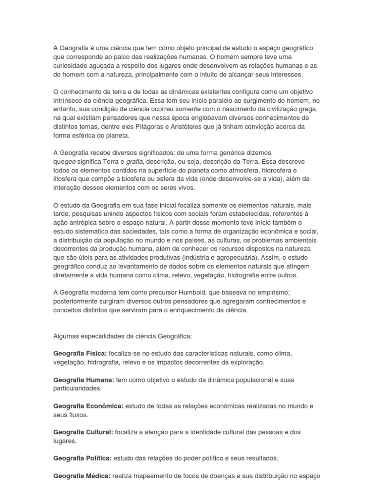 Objeto de Estudo da Geografia | PDF | Geografia | África