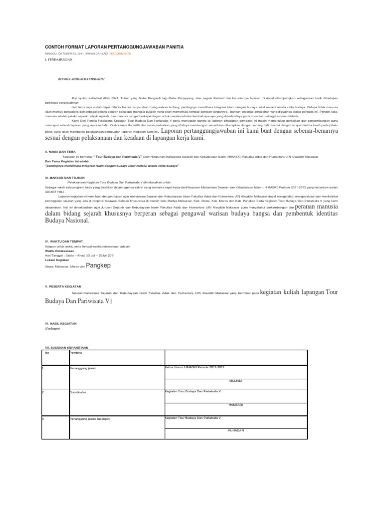 Contoh Format Laporan Pertanggungjawaban Panitiadocx