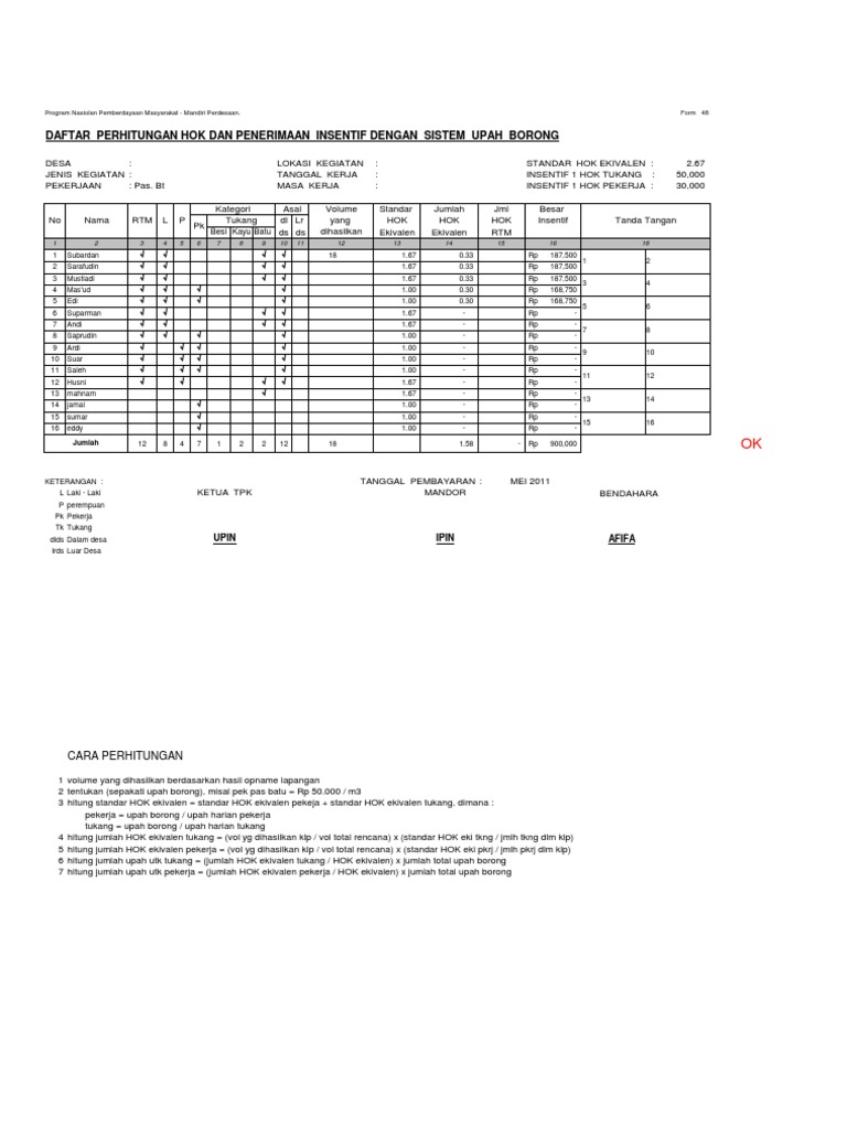 Cara Hitung HOK Borong_1