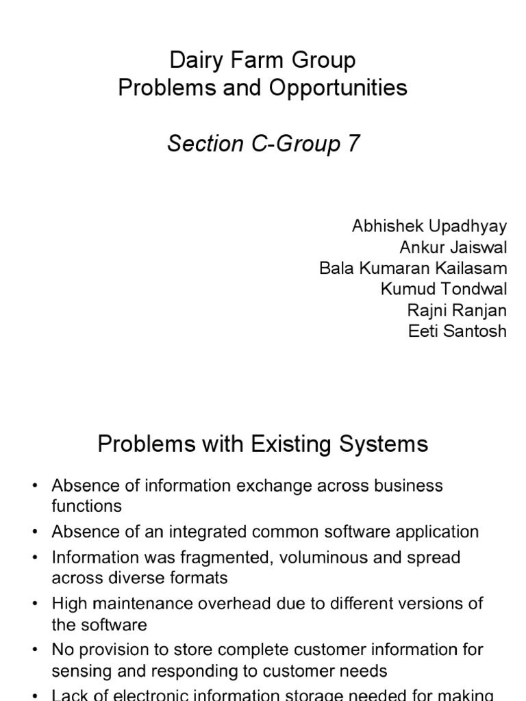 DAIRY FARM GROUP Redesign of Business Systems and Processes Case