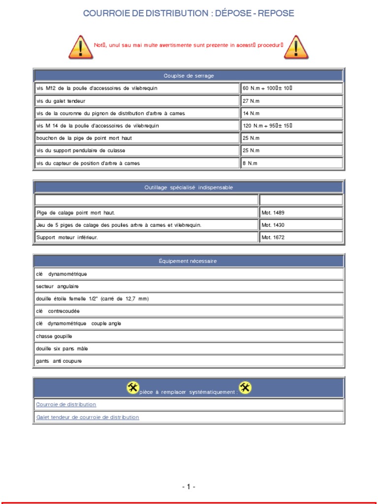 Couple De Serrage Culasse 1 5 Dci K9k