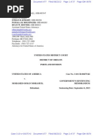 Mohamed Mohamud Govt Sentencing Memo