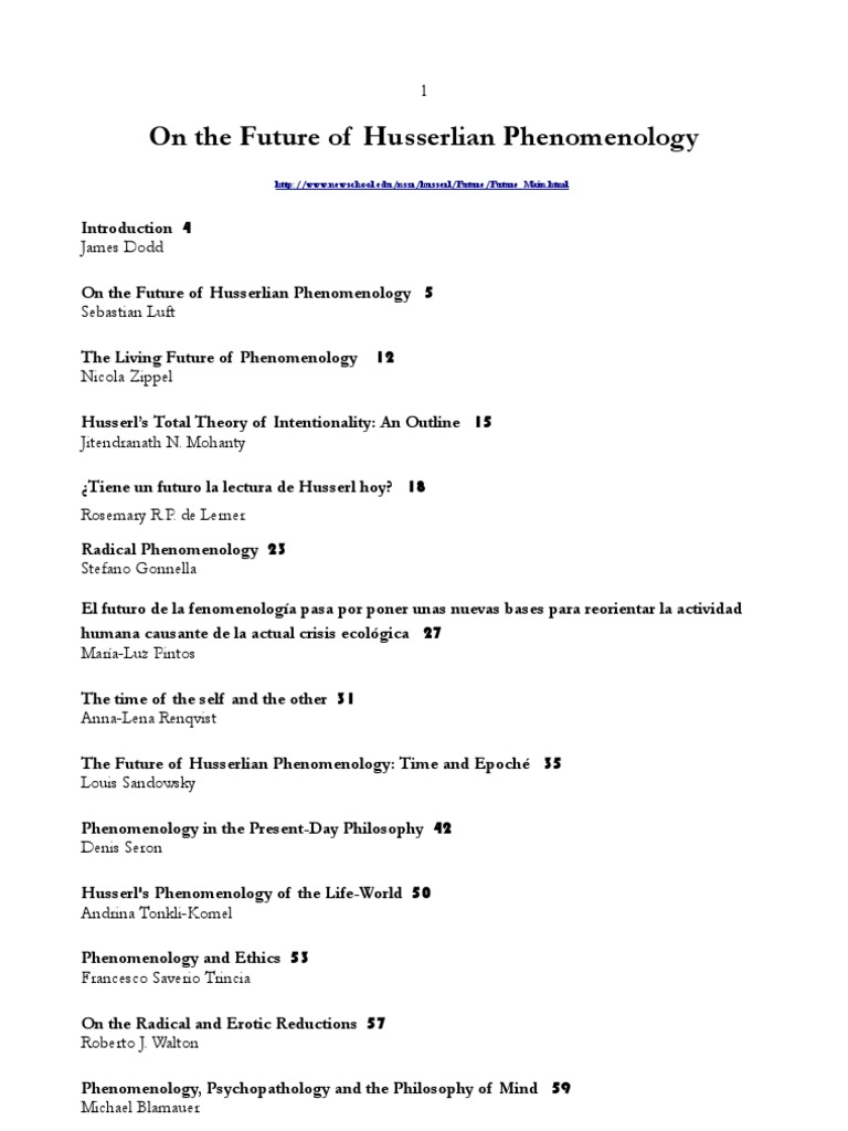 AAVV, Future Husserlian Phenomenology | PDF | Phenomenology (Philosophy ...