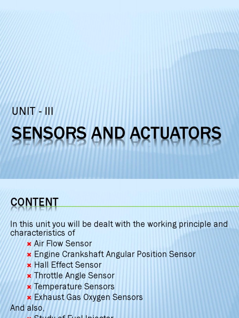 Sensors and Actuators PDF Fuel Injection Throttle