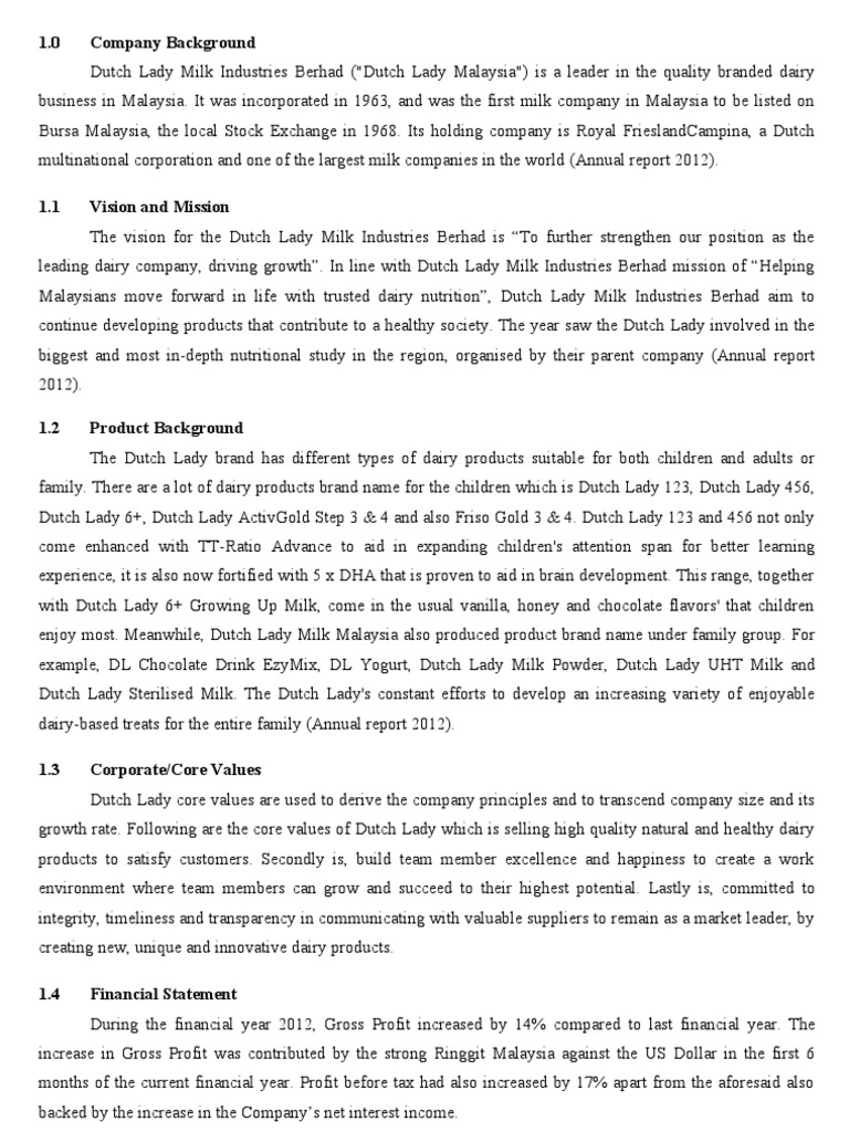 Report Dutch Lady Pdf Milk Dairy