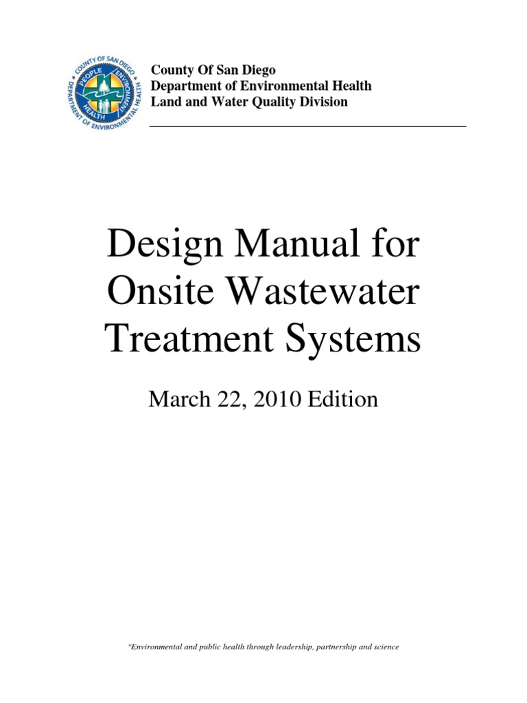 Design Manual For Onsite Wastewater Treatment Systems PDF Septic