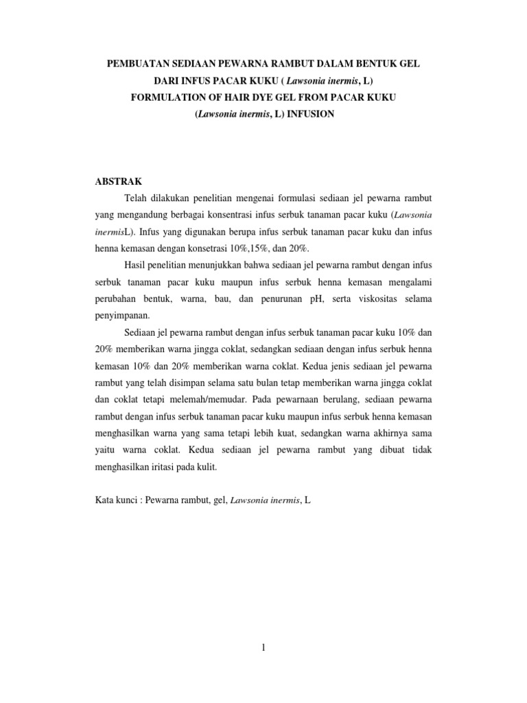 Pembuatan Sediaan Pewarna Rambut