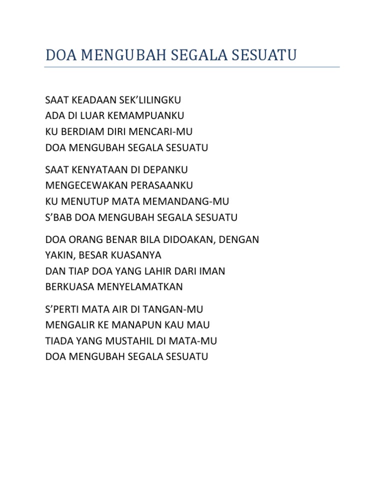 Doa Mengubah Segala Sesuatu Pdf