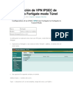 Configuración de VPN IPSEC de Fortigate A Fortigate Modo Túnel