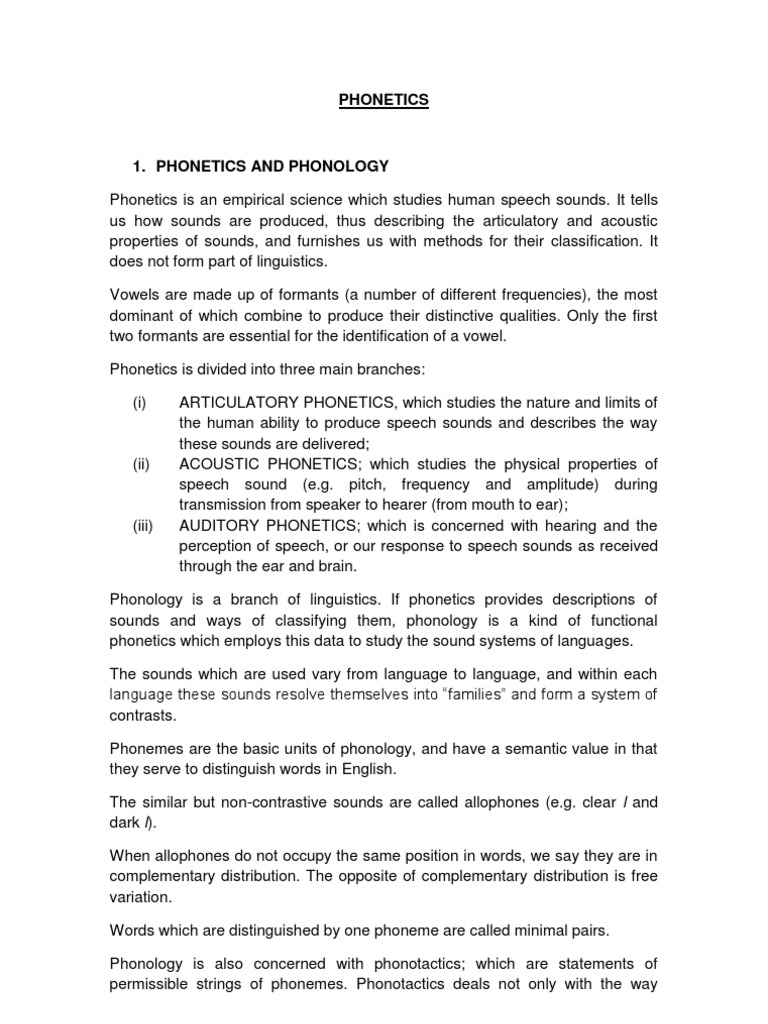 Phonetics Summary | PDF | Phonetics | Phoneme