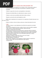 Semanário da 1ª semana de aula na Educação Infantil