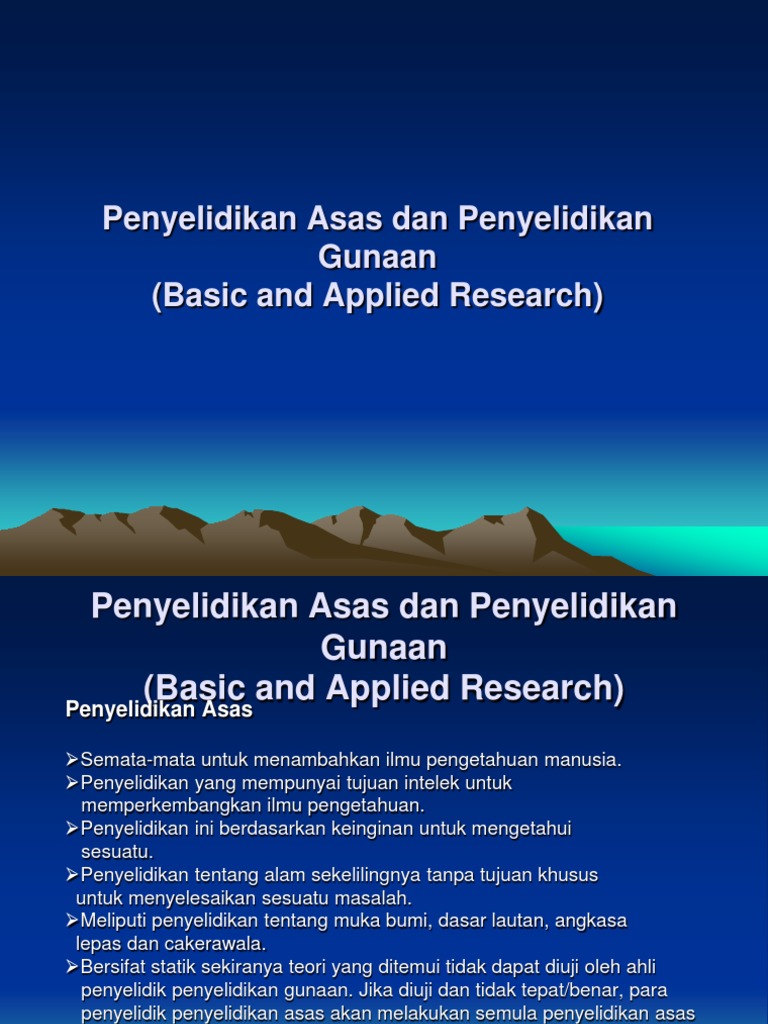 Penyelidikan Asas Dan Penyelidikan Gunaan