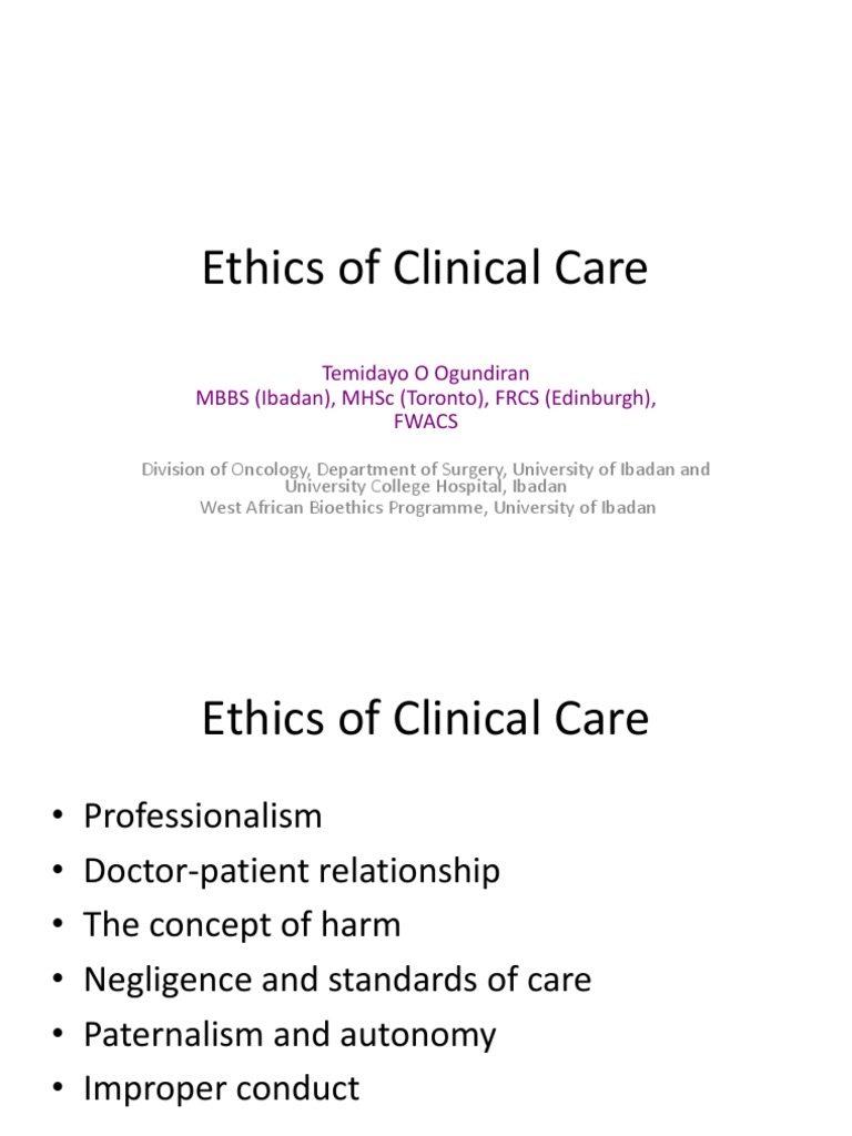 Clinical Care Ethics and Professionalism | PDF | Medical Ethics ...