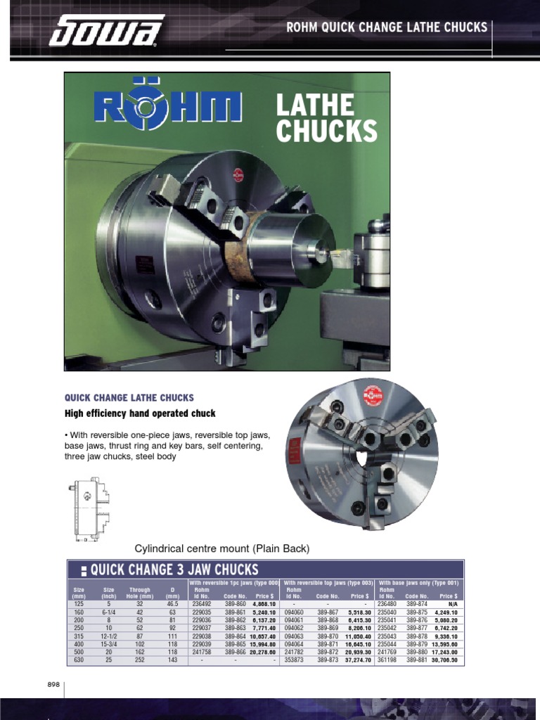 Rohm - Spindles and Chucks | PDF | Tools | Metalworking