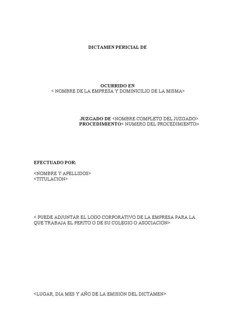 Plantilla Dictamen Pericial PDF Probabilidad Science