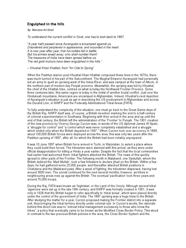 Engulphed in The Hills | PDF | Federally Administered Tribal Areas ...