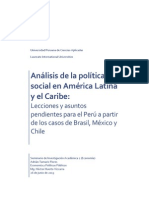 Análisis de La Política Social en América Latina y El Caribe: Lecciones y Asuntos Pendientes para El Perú A Partir de Los Casos de Brasil, México y Chile