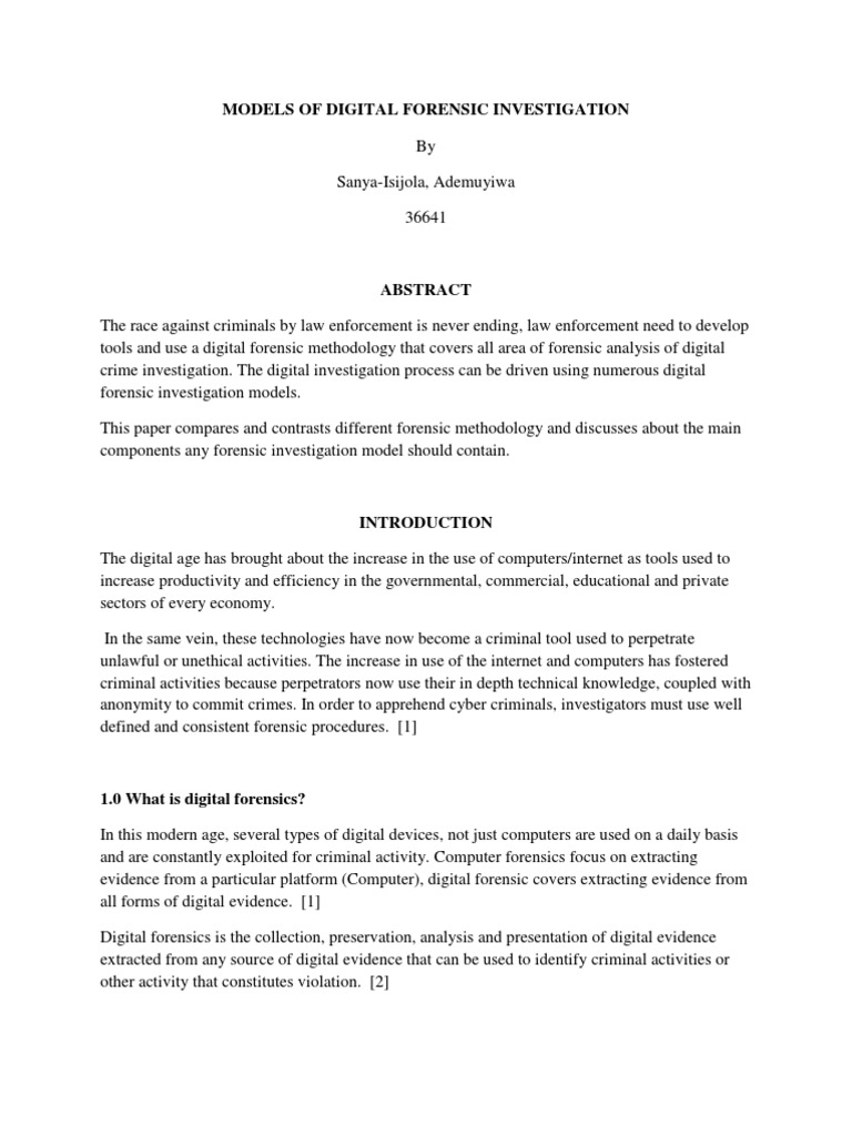 Digital Forensic Investigation Models | PDF | Digital Forensics ...