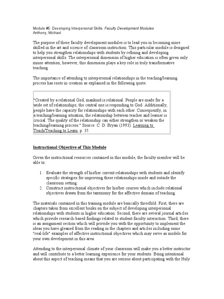 Module 5 Developing Interpersonal Skills Download Free Pdf
