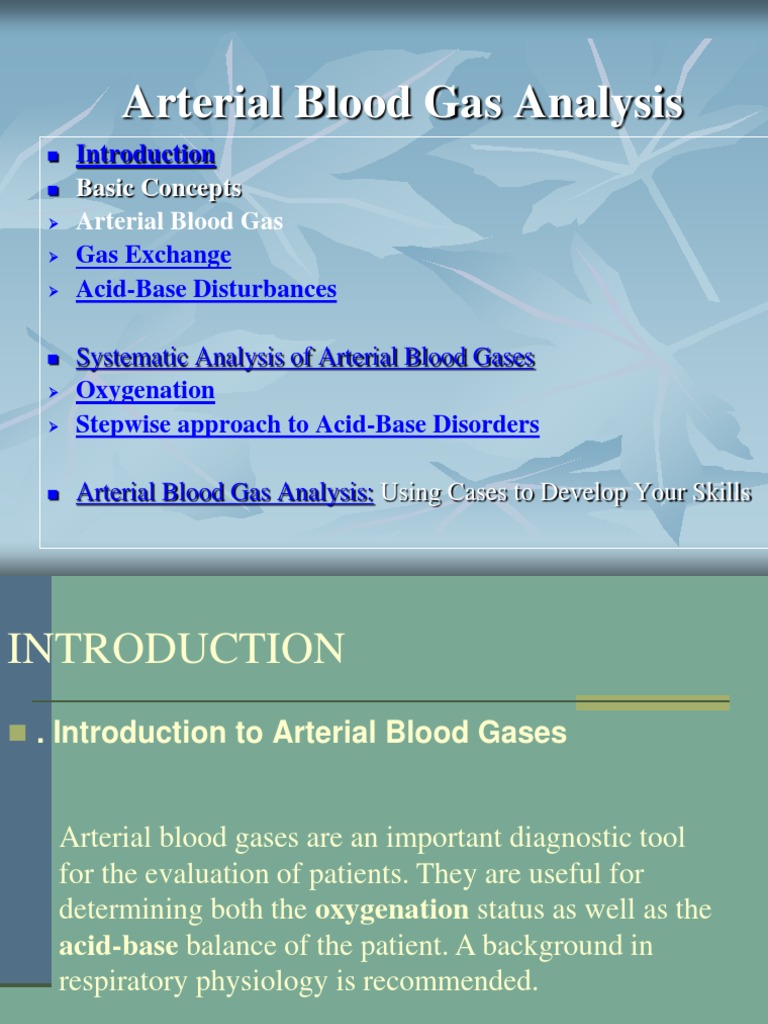 Arterial Blood Gas Analysis Overview | PDF | Respiratory System | Blood