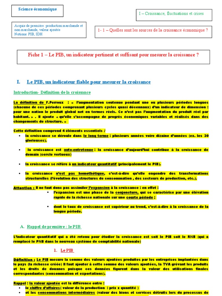 Limites et définitions du PIB | PDF | Produit intérieur brut ...