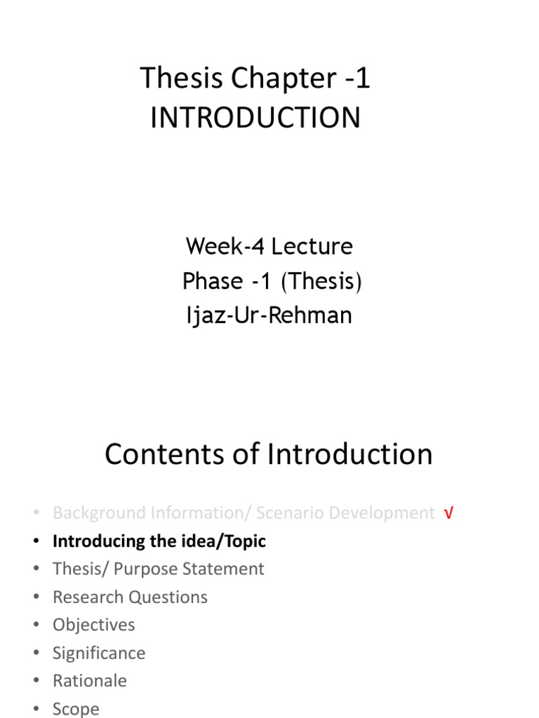 Thesis Chapter 1 Introduction - Thesis Title Ideas for College