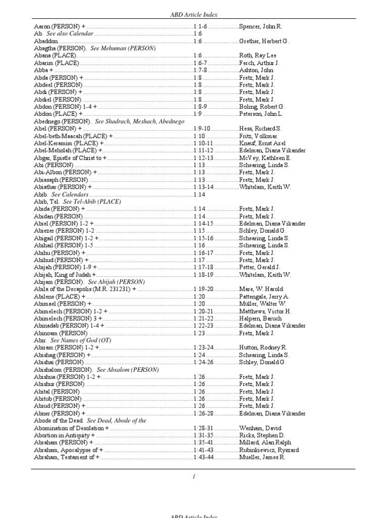 Anchor Bible Dictionary Titles