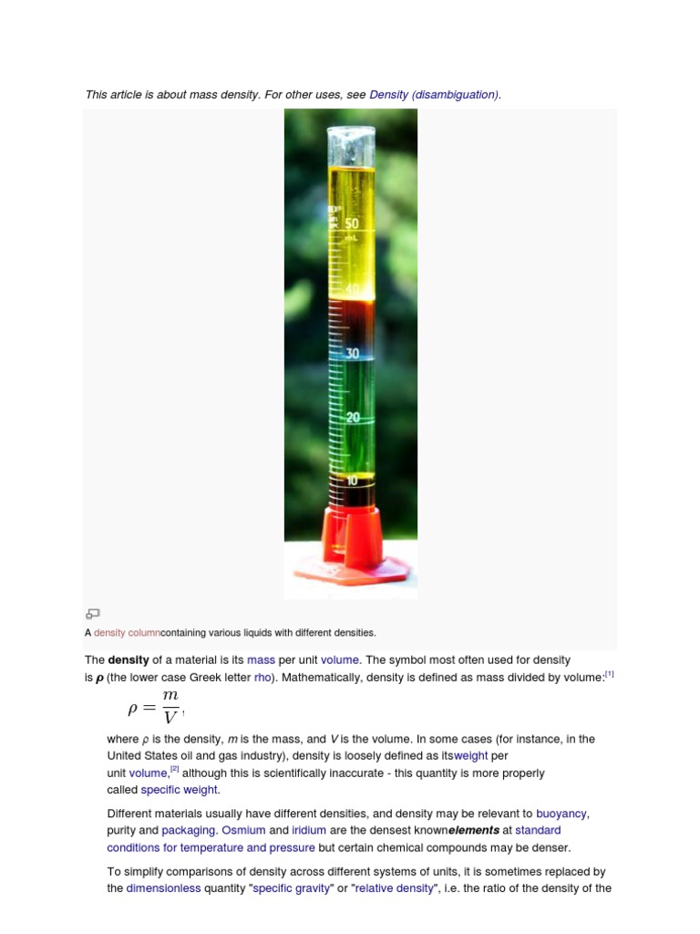 Understanding Mass Density and Its Variations | PDF