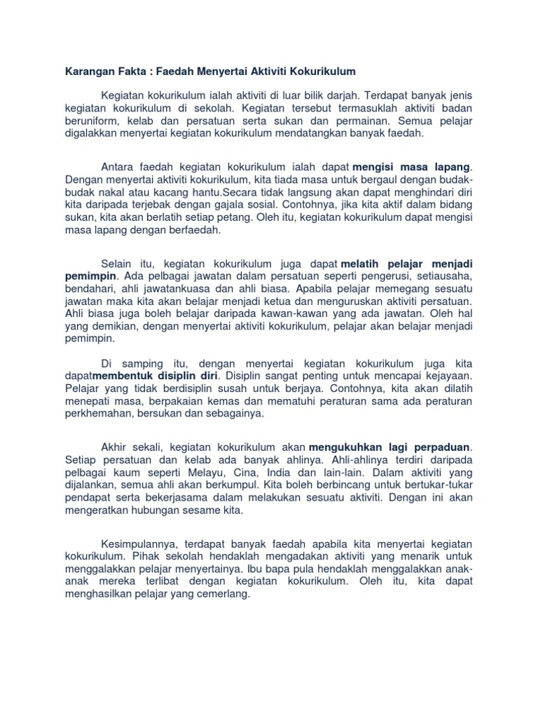 Faedah Menyertai Akt Kokurikulum Pdf