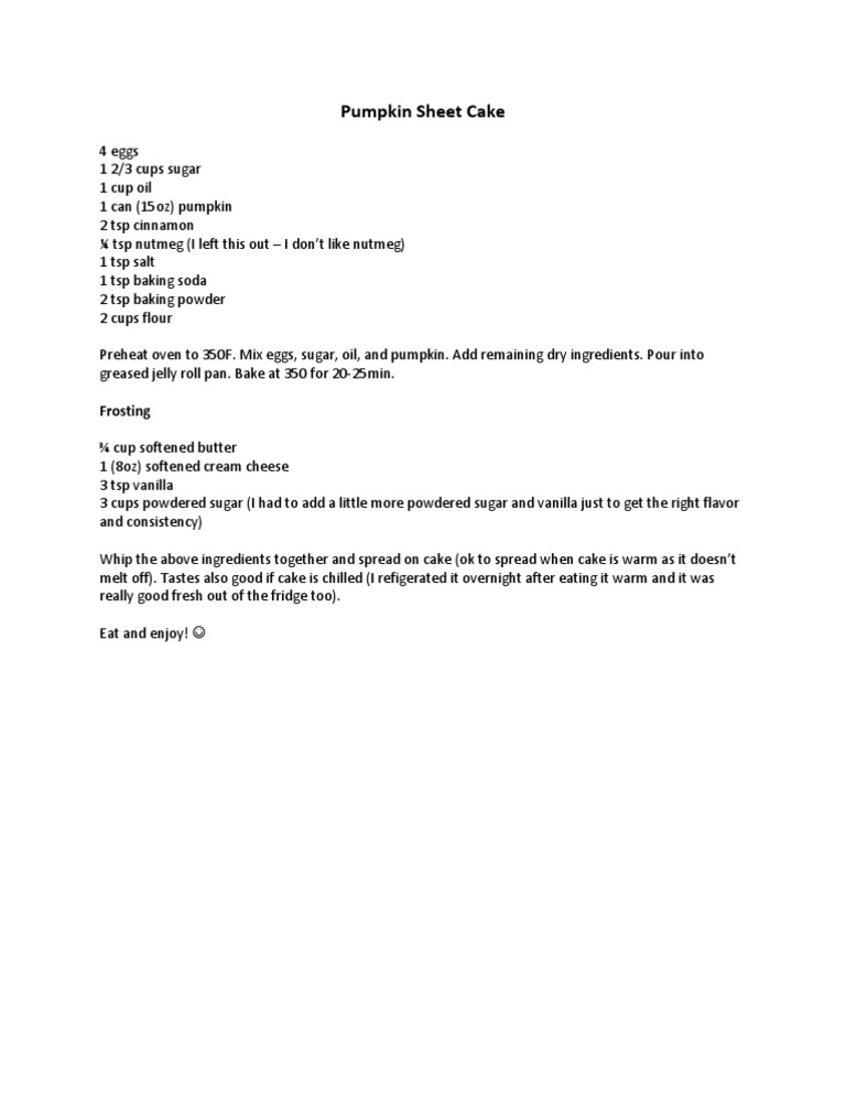 Pumpkin Sheet Cake: Frosting | PDF