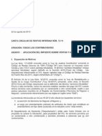 Carta Circular 13-14. A Todos Los Contribuyentes. Aplicación Del IVU A Servicios.