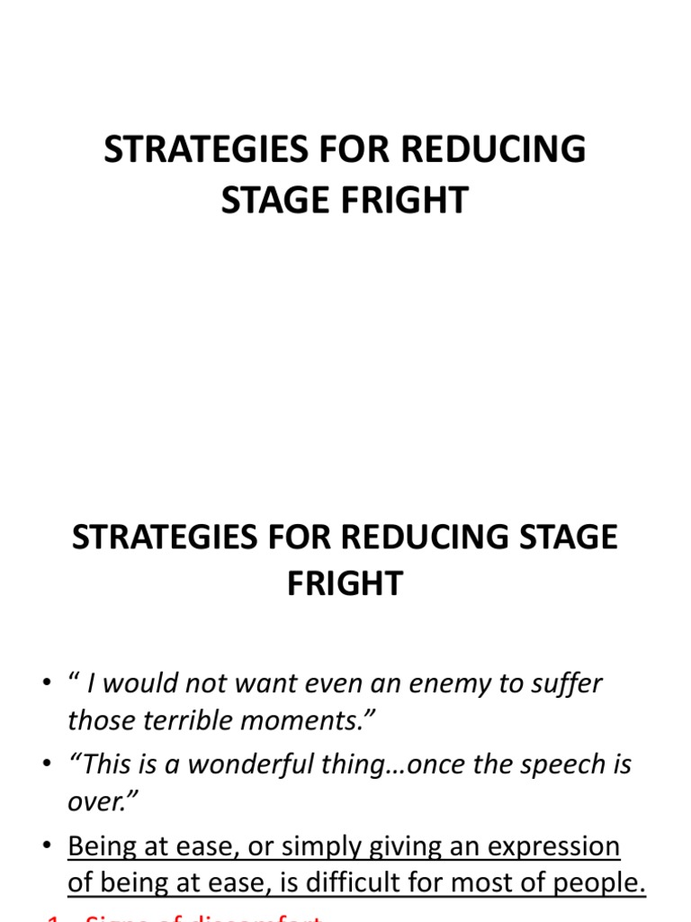 Effective Strategies to Reduce Stage Fright | PDF | Wellness