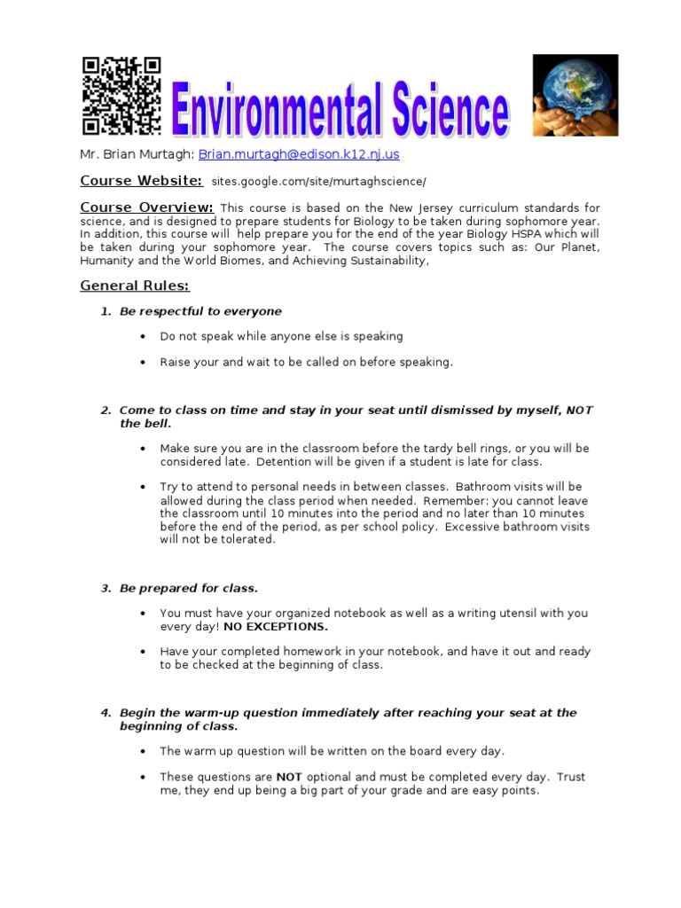Environmental Science Syllabus PDF