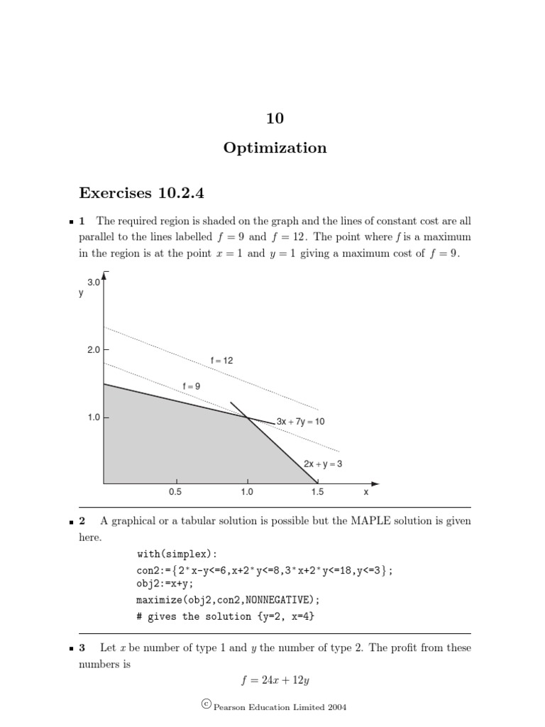 Chapter 10 | Mathematical Optimization | Equations