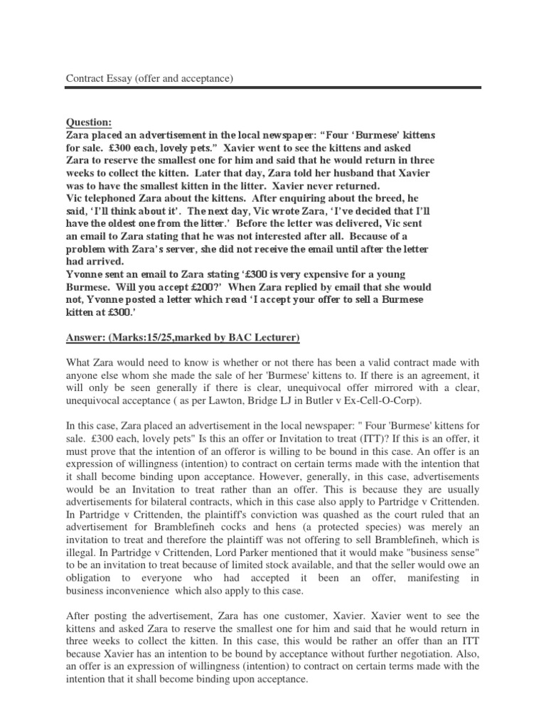 Example of offer and acceptance in contract law picture