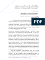 Etnografía de las nuevas formas de colonialidad - Emilio Lombardo