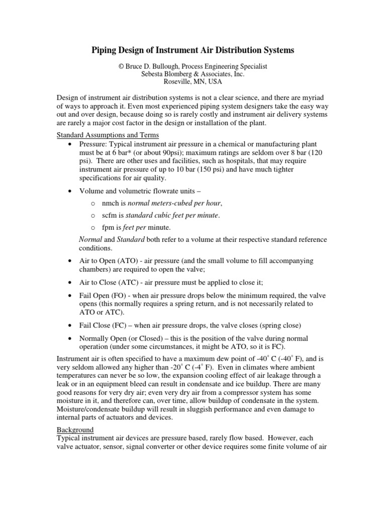 Instrument Air Piping System Design | PDF | Valve | Actuator