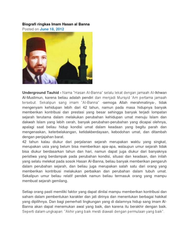 Biografi Ringkas Imam Hasan Al Banna  PDF