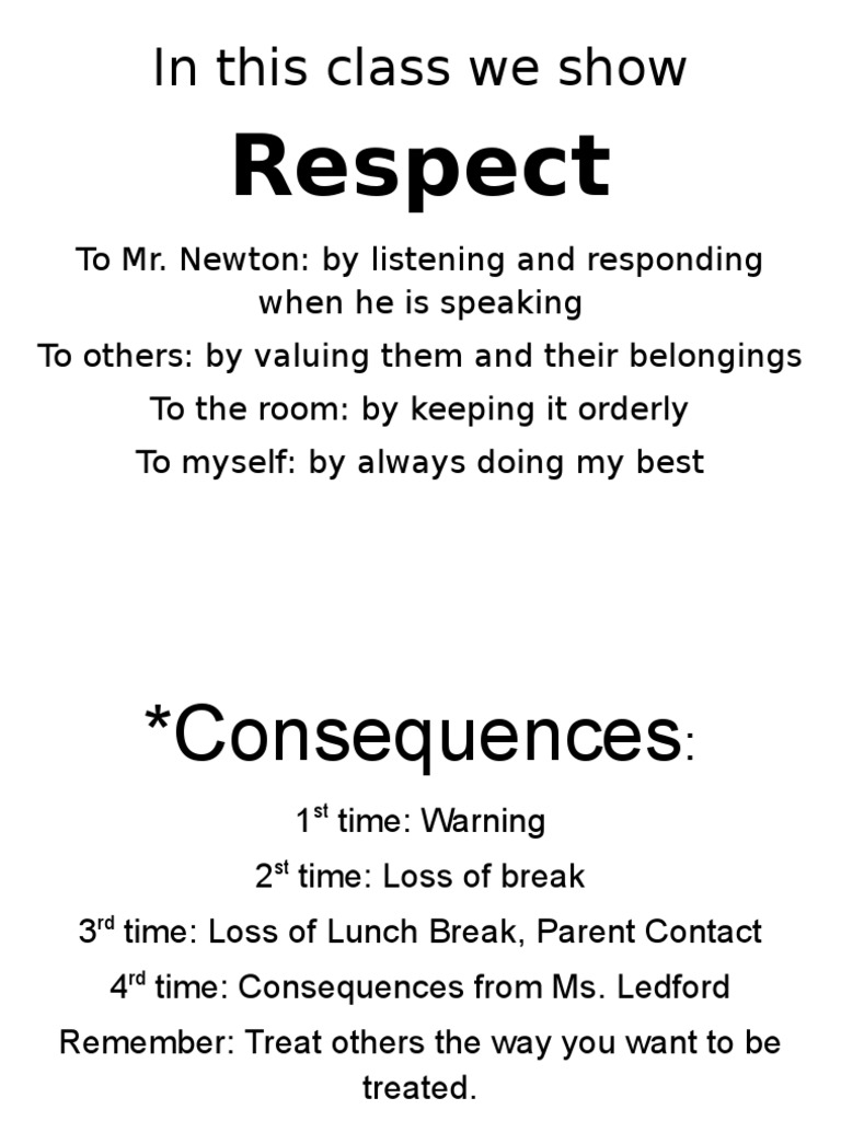 Classroom Rules and Consequences | PDF