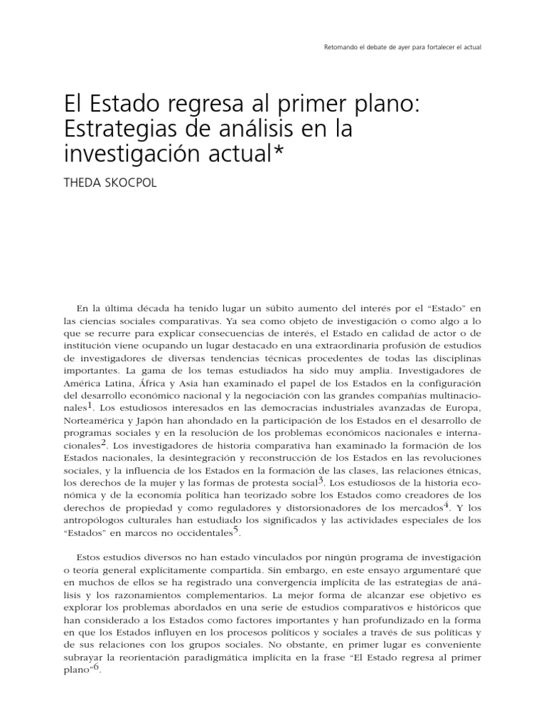 Theda Skocpol Pdf Estado Política Capitalismo