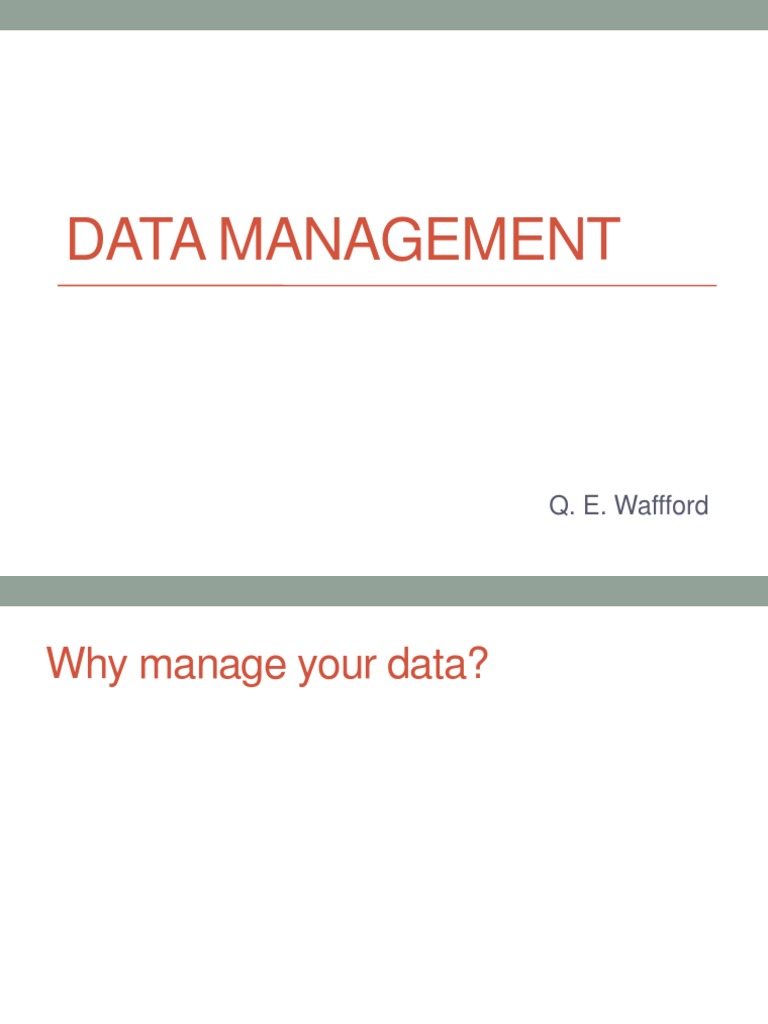 Data Management for Researchers | PDF