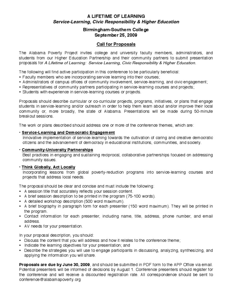 Service-Learning Conference Proposals | PDF | Service Learning | Change