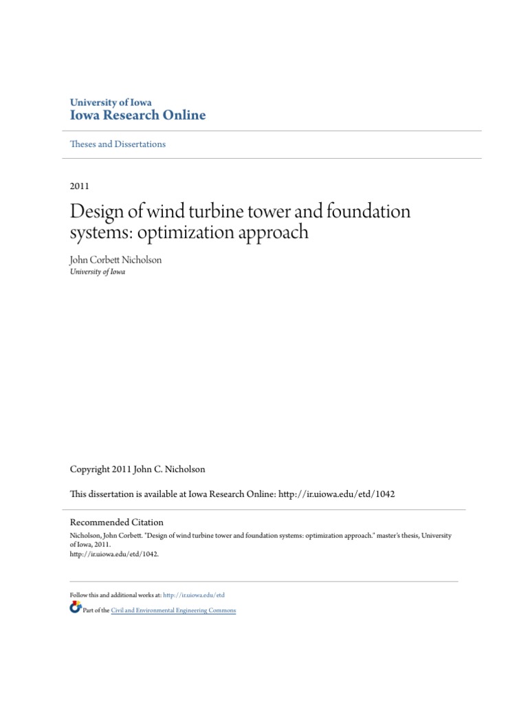 Design of Wind Turbine Tower and Foundation Systems - Optimization | PDF