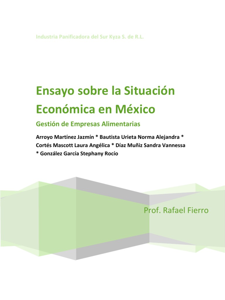 Ensayo sobre la Situación Económica en México Desempleo Pobreza e indigencia