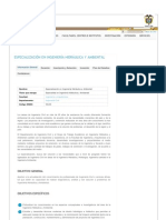 Especialización en Ingeniería Hidráulica Y Ambiental