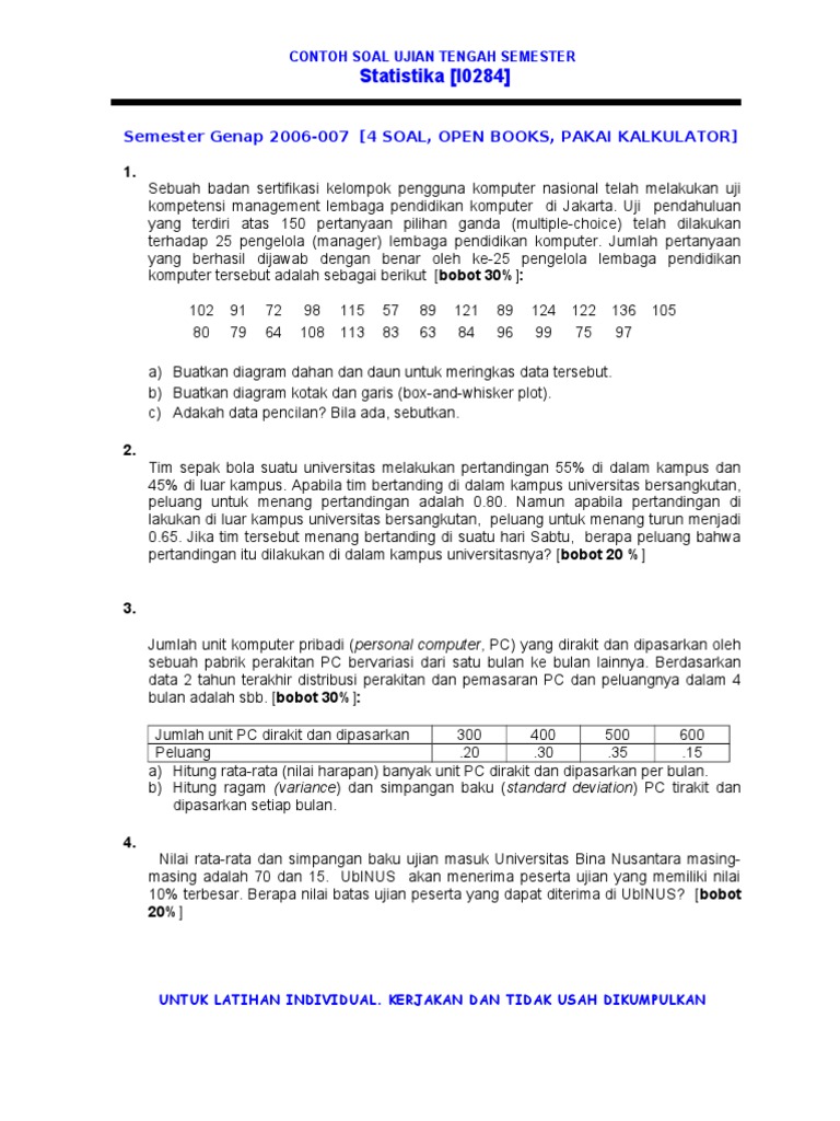 Contoh Soal Uts Statistika