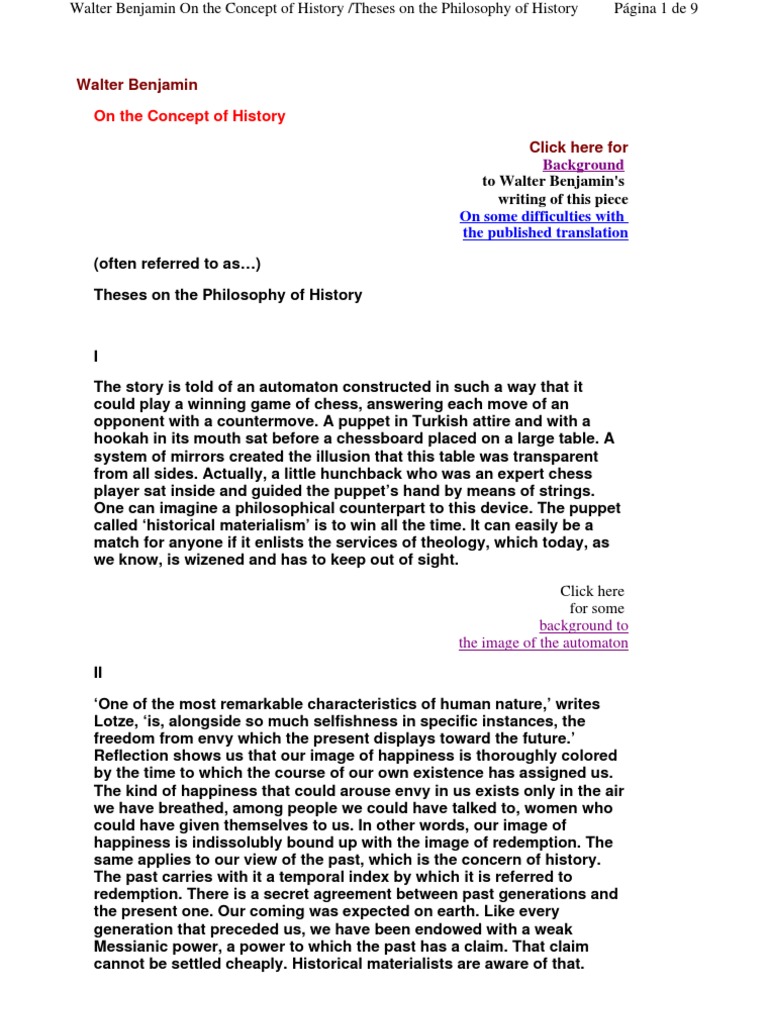 Benjamin, Walter - Theses On The Philosophy of History | PDF | Politics (General) | Science