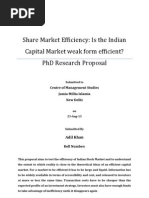 Research Proposal:Share Market Efficiency: Is The Indian Capital Market Weak Form Efficient?