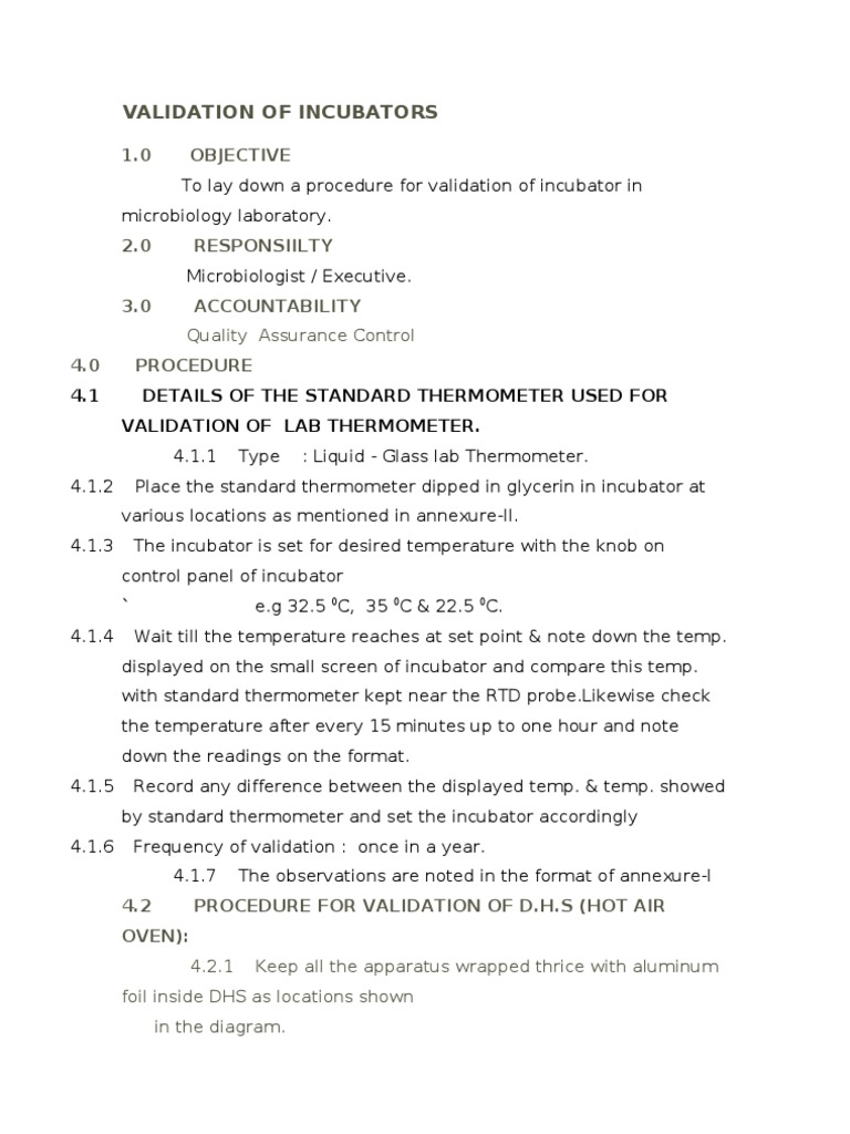 Validation of Incubators | PDF | Thermometer | Chemistry