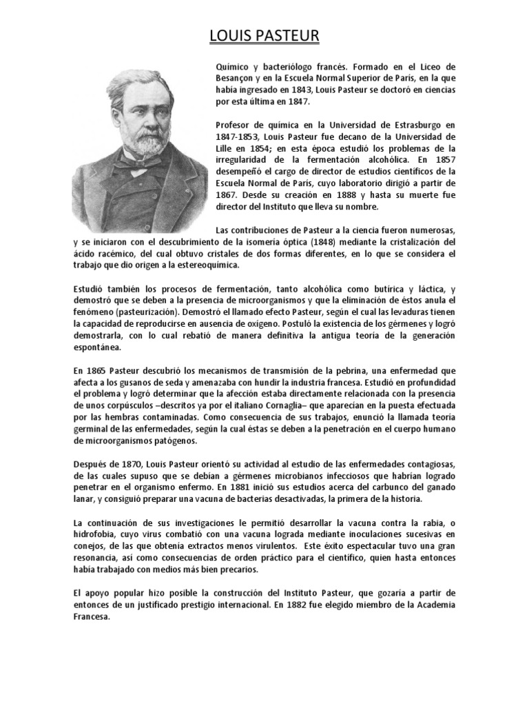 Aportes de Louis Pasteur a la microbiología | PDF | Luis Pasteur ...